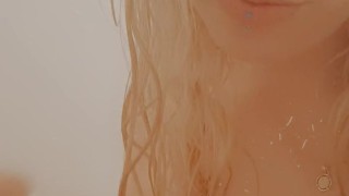 Shower handjob to a dildo