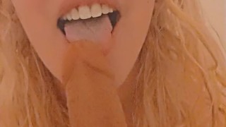 Kitten gives dildo head in the shower hot and steamy