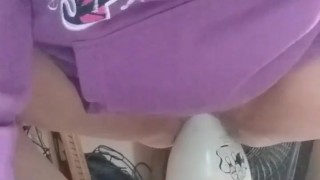 Slut bounces on bowling pin