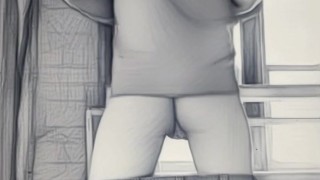 Pantieboy on jobsite showing off panties