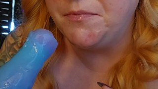 Redhead Dildo Deepthroat Training - Sucking and Gagging | (2025 Goals - Day 4)