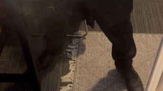 Jerking off relieving some work stress