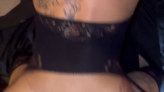 IG Model in sexy lingerie bounces on bbc doggy style