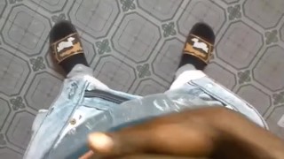 RUBBING MY MONSTER COCK IN PANTS