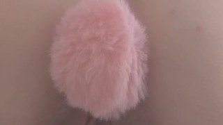 Happy Easter! Bunny tail butt plug, clit rubbing orgasm