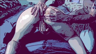 Submissive girl receives orders to eat cock, deep throat, subtitled