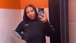 Ebony with waxed stick cum