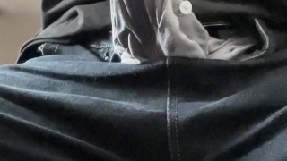 I got horny in the office at work and I'm jerking my small dick under the table!