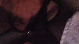 Stroking hard pulsating cock in the adult men's club