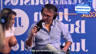 Latina Blonde Test Sybian and Sex Machine In Podcast, NatyDelgado, Juan Bustos