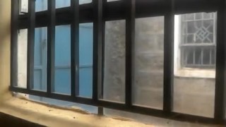 FREAKY BOY ALMOST CAUGHT JERKING OFF THROUGH THE WINDOW