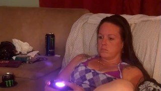 I lift up my micro minidress and show off my panties and spread my legs on couch