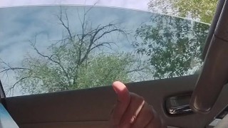 Risky drive and jacking off broad day light