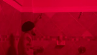 Hot Latino guy taking a shower