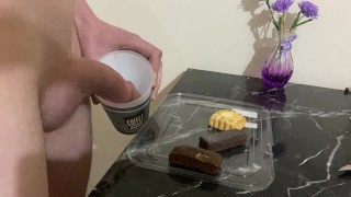 Pee and cum on choclate