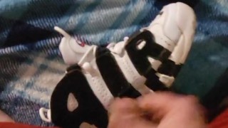 young footballer jerks off and cums on his favorite sneakers