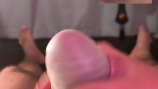 Using a Tenga Egg On My Big Uncut Cock Filling It With Cum And Letting It Drip Onto My Mouth