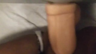 So Horny Fucking My Big Dick Dildo in the Bathroom While My BF is in the Next Room