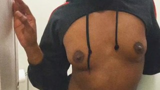 Naughty Ebony Tease in Booty Shorts – Tries not to Get Caught!