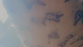 Pretty dress and tittie peep show