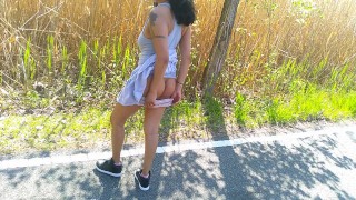 I LOVE BIKERS PUBLIC SOLO FEMALE COSPLAY SKIRT AND TANKTOP REAL BIKER FEMALE