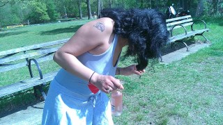 WHY IS THIS SOLO FEMALE BIKER FEMGIRL HANGING OUT BY HER SELF