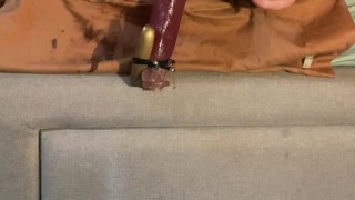 Riding big dildo