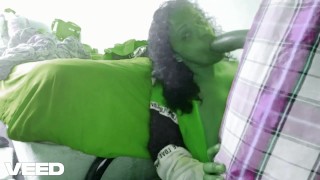 SHE HULK SUCKS THE HULKS HUGE COCK BIGGEST THICK DICK PARODY