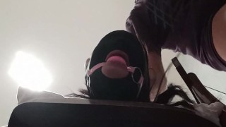 Tied up, blindfolded and ballgagged milf gets fucked in her mouth, pussy and ass