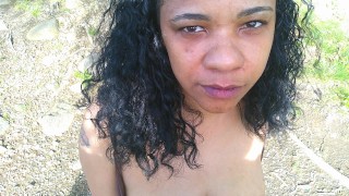 PUBLIC HANDJOB OUTSIDE JAMAICAN FEMALE EXOTIC BROWN SKIN SEXY NIPPES BIG TITS OUTSIDE