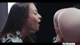 Shemale Time Stop Sex - Big Tits Brunette Grows Futa Cock and Freeze Fucks Blonde Girl