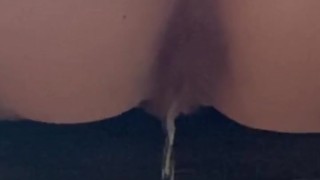Cum-Dripping Pussy Peeing on a Log in the Forest