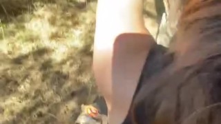 Barely legal teen gets creampied in forest (public)