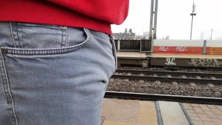Male Desperation & Public Pissing! Waiting for my Train and Need to Pee so badly!