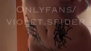 Tattooed teen slut touches herself in the shower - Preview