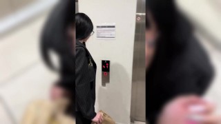 hot date sucks my cock in an elevator
