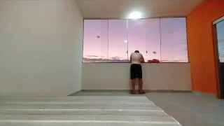 I went up to the terrace and stood naked waiting for someone to see me in the new house.