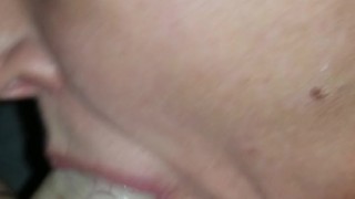 Sloppy Gagging BJ Oral Creampie from Big Tit Cougar