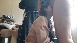 Our hot slave girl takes turns giving us cunnilingus - Lesbian_illusion