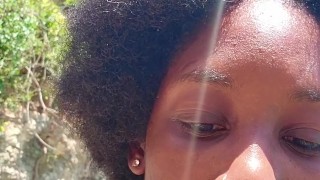 Ebony Babe Stranded On An Island