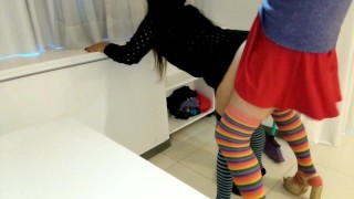 cleaning girl, with t,r,v pervert wants to increase, big ass big cock, brunette, latina