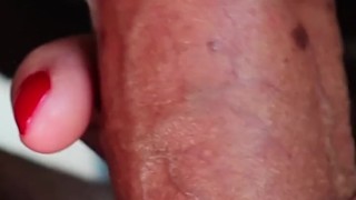 Enjoying her tongue skills