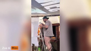 Fixing some lights on the terrace, Zoe sucks me off and I end up fucking her 🧡 Zoe & Max 🧡