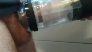 Extrem Edging with Masturbator with long cumshot