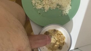 Gay Cum on food
