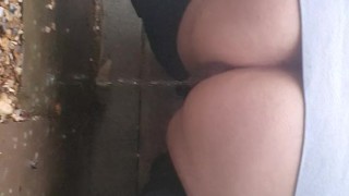 Peeing outside | she was desperate and couldn't hold it any longer