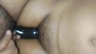 USING A HUGE BLACK DILDO TO FUCK ME MISSIONARY