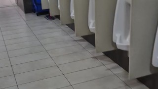 Totally naked in mall restroom while shopping