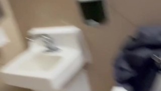 Slut Throat fucked in public bathroom