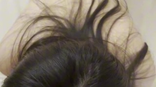 POV asian babe blowjob and crazy riding on bwc for a creampie